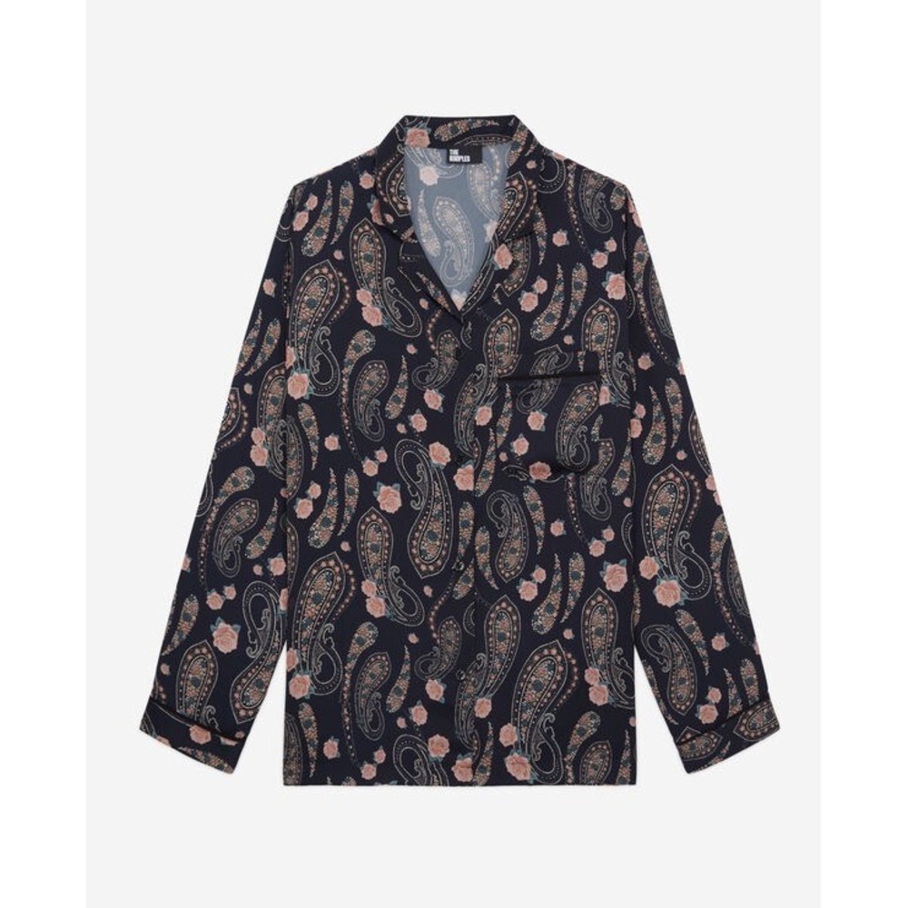 The Kooples NEWβ Paisley Flowers Long Sleeve Shirt Black/Pink Size FR 1/US Small